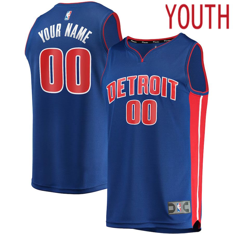 Youth Detroit Pistons Fanatics Branded Blue Fast Break Custom Replica NBA Jersey->detroit pistons->NBA Jersey